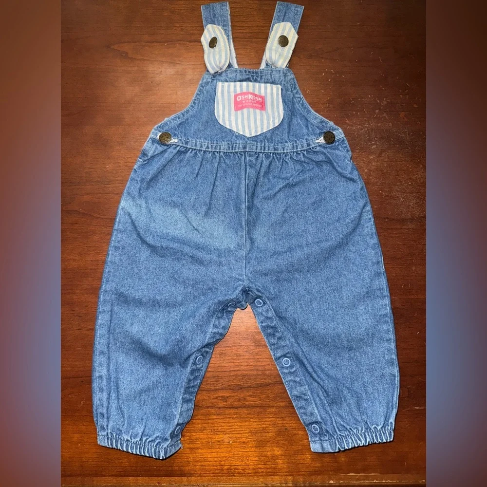 Oshkosh B’Gosh Vintage Denim Overalls with Bow Size 12m